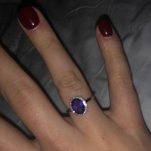 Amethyst and diamond ring